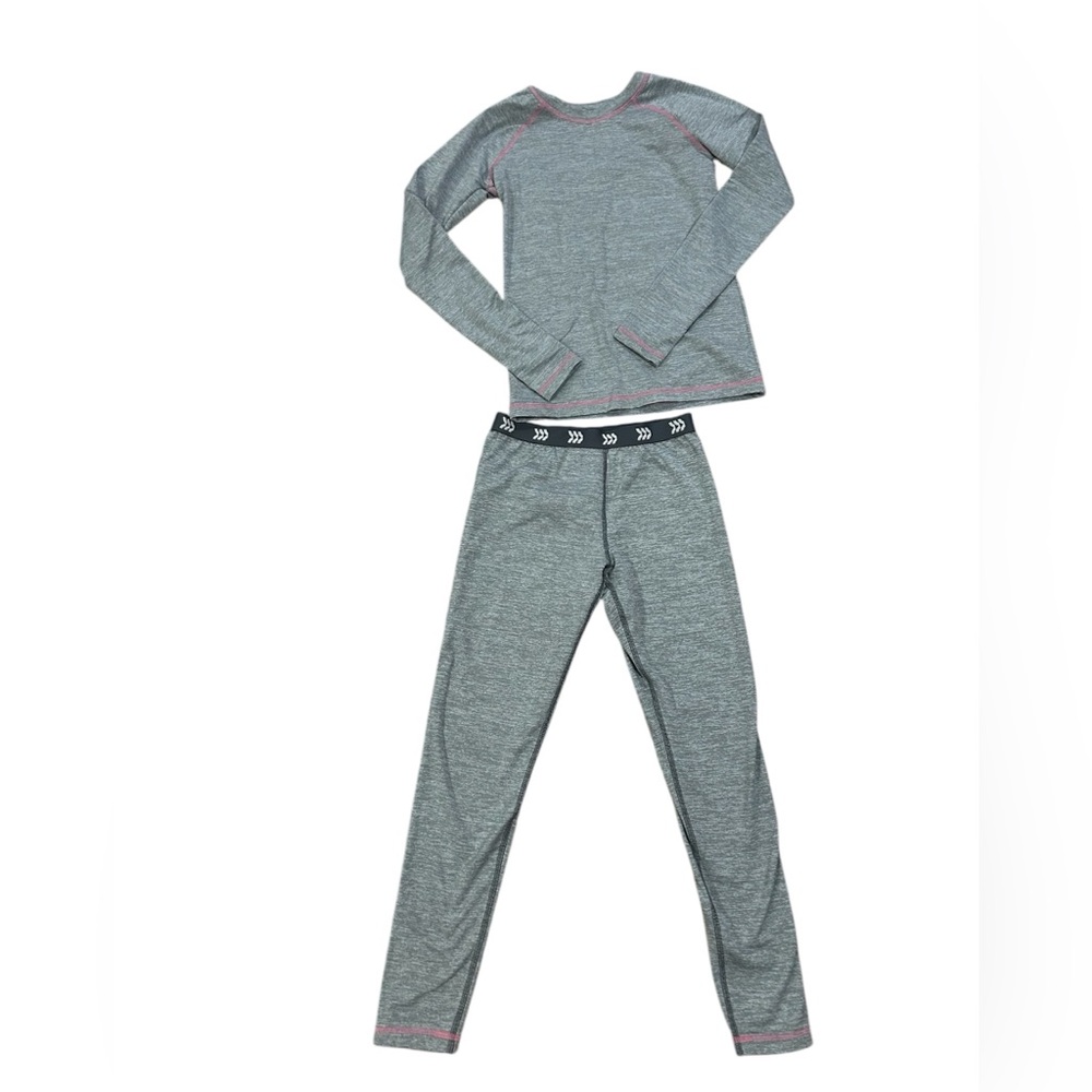 Girls Large All in Motion Matching Set Pink Grey size 10 / 12 leggings shirt kid